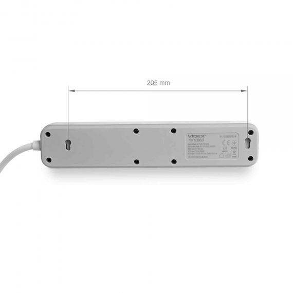 Мережевий подовжувач VIDEX ONCORD з/з 3п 3м (3x1.5мм) 2.4А 2USB+USB-C з кнопкою White | Зображення 6