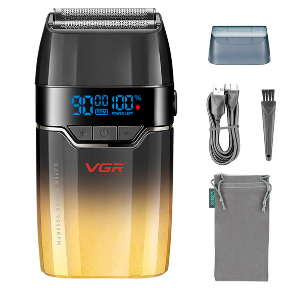 Электробритва VGR V-308 GOLD шейвер, двойное лезвие, 9000 RPM, LED дисплей