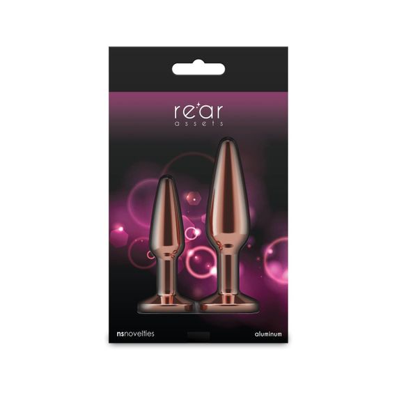 Набір анальних пробок NS Novelties Rear Assets - Tapered Trainer Kit - Rose Gold - Pink Sex Aura | Зображення 3