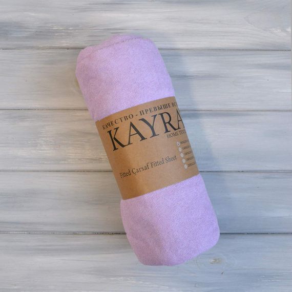 Простынь 90x200+25м махровая на резинке Сиреневая