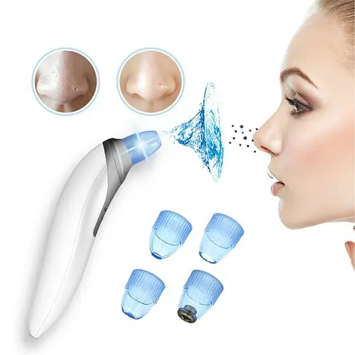 Вакуумний очисник Derma suction DS Vacuum для професійної чистки шкіри та пор обличчя - легкий компактний зручний прилад у використанні + 4 насадки, Білий | Зображення 3