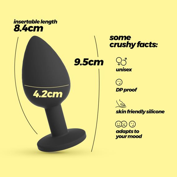 Анальна пробка L CAMILEO Crushious, зі змінними кристалами, силіконова, чорна, 9,5 х 4,2 см sexstyle | Зображення 3