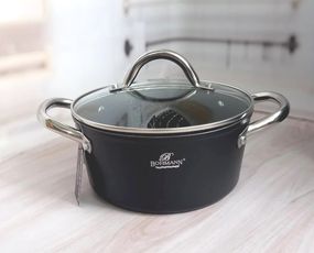 Каструля Bohmann BH-7421-20, 2.5 л, 20 см, алюмінієва з кришкою та антипригарним покриттям