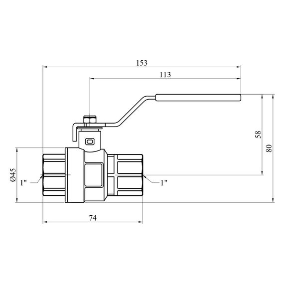 Кран кульовий Kroner 1" ВВ PN40 ручка, нікельований (CV033218) | Зображення 1