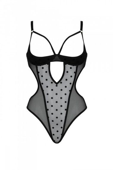 Эротическое боди Passion MARINA BODY, XXL/XXXL, black, с открытыми чашками Sex Aura | Зображення 2