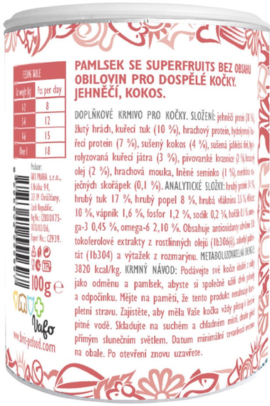 Ласощі для котов Brit Care Cat Snack Superfruits Lamb, ягня та кокос 100г | Зображення 1