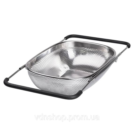 Друшляк сито на раковину для миття овочів та фруктів 36х24х9 см з нержавіючої сталі HP-19-17 | Зображення 1