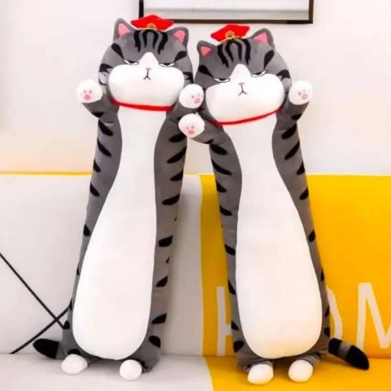 Игрушка мягкая Кот-батон полосатый 107см М 16945 Серый