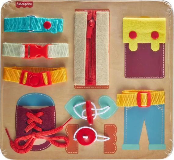 Деревянная доска-бизиборд Fisher-Price Montessori Wooden Dressing Busy Board | Зображення 2