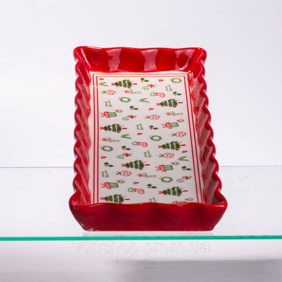 Блюдо сервировочное новогоднее для закусок Merry Christmas 36.5×13×3 (см) из фарфора CR-1-16 | Зображення 4