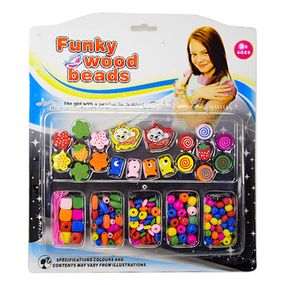 Набор бисера TX1134A, деревяные бусины, резинка TX1134B