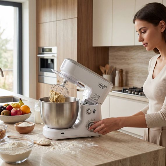 Планетарный миксер тестомес Adler AD 4216 с чашей 4 л, кухонный миксер для теста 1000 Вт | Зображення 7