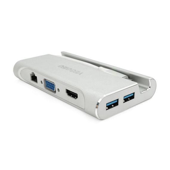 Хаб-конвертор VEGGIEG TC07-S Type-C на Type-C + USB3.0x3 + HDMI + RJ45.10см, Box | Зображення 1
