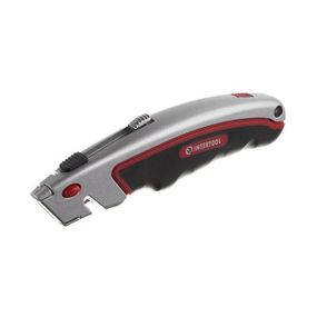 Ніж з висувним трапецієподібним лезом 60*19 мм, металевий корпус INTERTOOL HT-0516