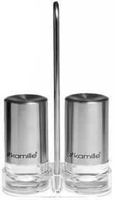 Набір для спецій Kamille Grinder Set перечниця / сільничка 2х40мл на сталевій підставці 10х17см
