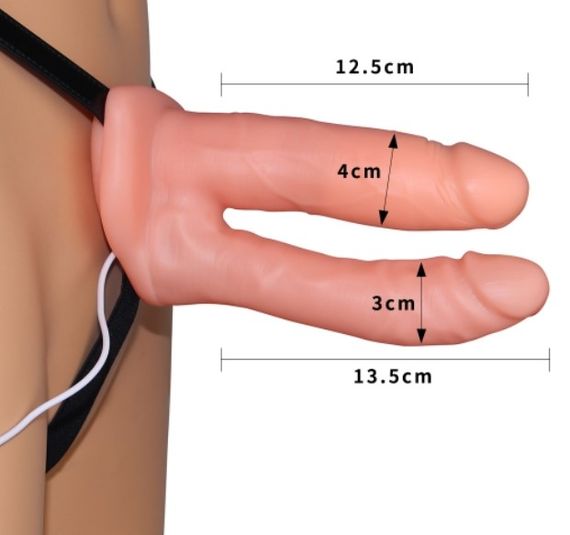 Страпон для подвійного проникнення - Vibrating Unisex Hollow Double Penetration 6" | Зображення 1