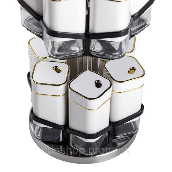 Набір для спецій на підставці 12 шт. 120 мл карусель для спецій Білий HP-1315 | Зображення 6