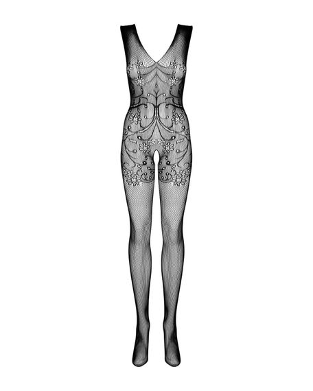 (SALE) Бодістокінг Obsessive Bodystocking F234 S/M/L, абстрактний малюнок, глибоке декольте | Зображення 4