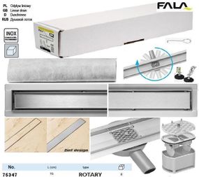Трап для душу підлоговий ROTARY нержавійка 70 см поворотний сифон FALA-75347