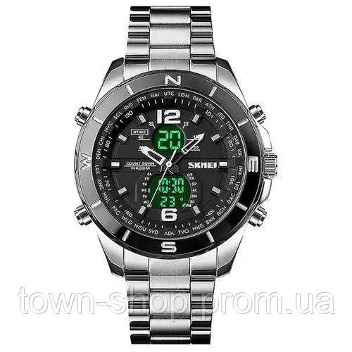 Часы наручные мужские SKMEI 1670SIWT SILVER-WHITE, часы тактические противоударные. Цвет: серебряный | Зображення 1