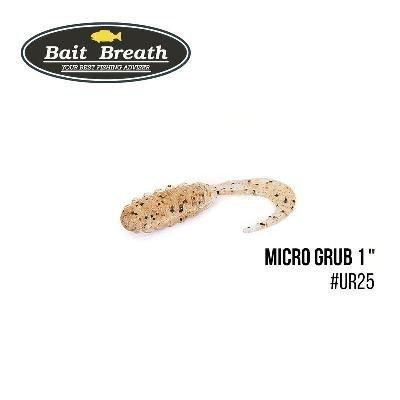 Силиконовая приманка, Съедобный силикон Bait Breath Micro Grub 1" (15шт.) (Ur25 Clear/gold*orange*seed)