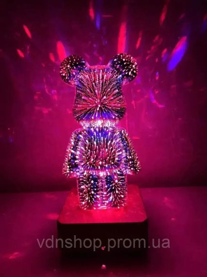 3D лампа Хрустальный Мишка Фейерверк Медведь Bearbick декоративный стеклянный ночник светодиодный светильник 16 цветов LED | Зображення 1