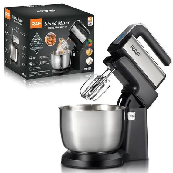 Стационарный миксер ручной RAF R.6652 с металлической чашей 3.5 л FX-222 1000 Вт | Зображення 6