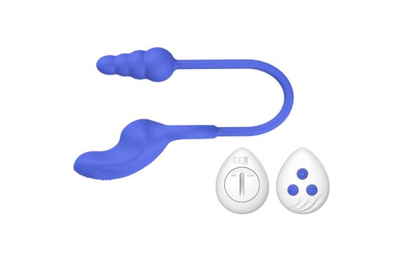 Эрекционное кольцо с анальным плагом Chisa Kissen Dally вибрирующее, синее Sex Aura | Зображення 1