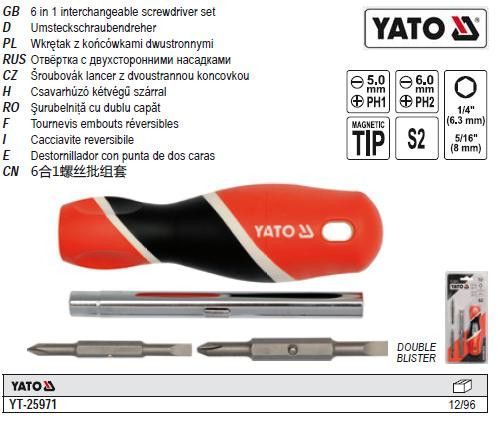 Отвертка YATO викрутка дви 2-сторонни насадки YT-25971