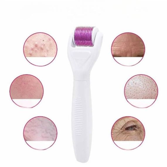 Комплект для омоложения Мезороллер с насадками Derma Roller System Фиолетовый