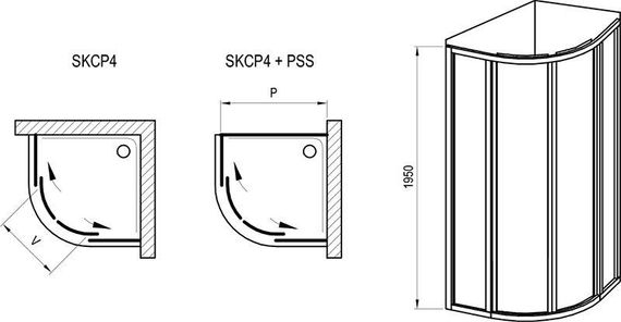 Душова кабіна Ravak SKCP4-90 195 Білий TRANSPARENT | Зображення 1