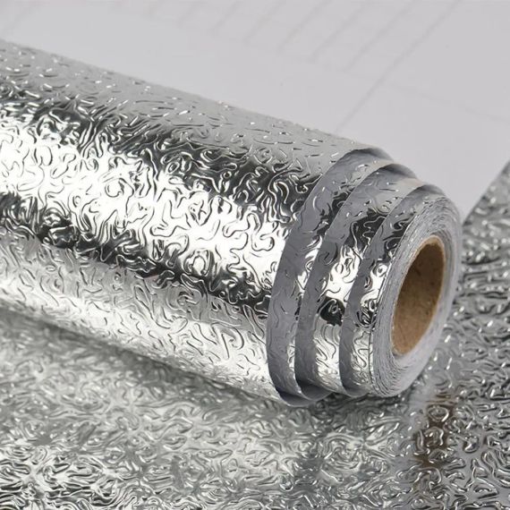 Кухонная маслостойкая фольга самоклеющаяся для кухни 60см*3м / Алюминиевая пленка для кухонных поверхностей | Зображення 5