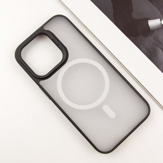 TPU+PC чохол Blueo Skin Friendly Frosted with MagSafe для Apple iPhone 16 Pro Max (6.9") Чорний / Белое кольцо | Зображення 1