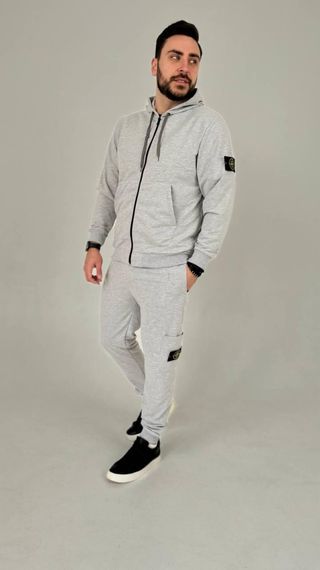 Спортивний костюм Stone Island з худі на молнії сірий | Зображення 5