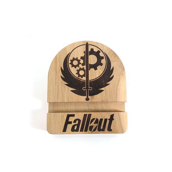 Підставка тримач під смартфон телефон планшет Fallout 10х12х2 см Майстерня містера Томаса Дерево