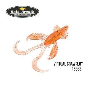 Силиконовая приманка, Съедобный силикон Bait Breath Virtual Craw 3,6'' (8шт.) (S353 UV Ｈologram Clear orange)