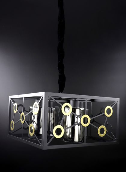 Люстра підвісна LOFT на 4 лампочки 25757 Чорний 30-90х40х40 см. | Зображення 2