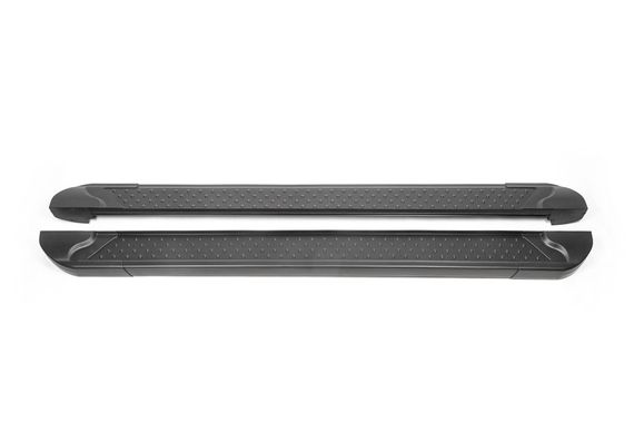 Бокові пороги Allmond Black (2 шт., алюміній) Коротка база для Ford Custom 2013-2024 рр | Зображення 1