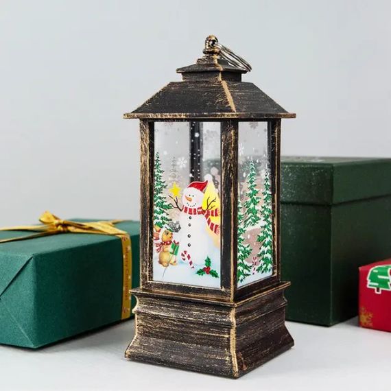 Музыкальный металлический новогодний фонарик-светильник h=28 см