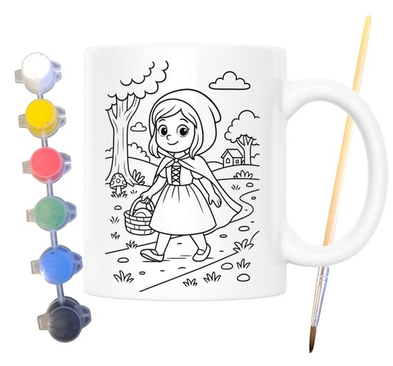 Набор для творчества кружка раскраска по мотивам Красная Шапочка (Братья Гримм) 330 мл белая (КР0168)
