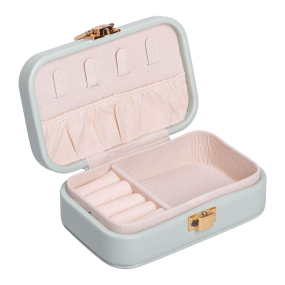 Шкатулка для украшений из эко кожи 12×7.5×4 см с застежкой органайзер для ювелирных изделий HP-5-34GR | Зображення 1