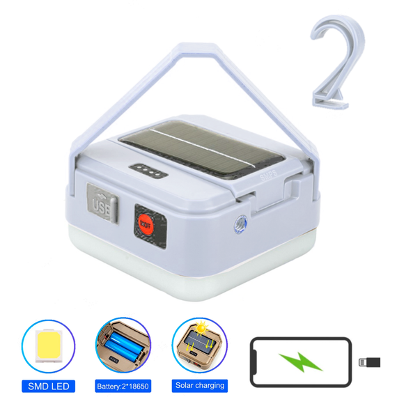 Світлодіодний ліхтар кемпінг на сонячній батареї DP-K7-100, 3 АКБ 18650, Power Bank, ЗП Туре-C