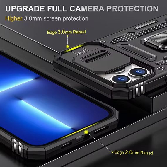 Ударопрочный чехол Camshield Army Ring для Apple iPhone 13 Pro (6.1") Черный / Black | Зображення 3