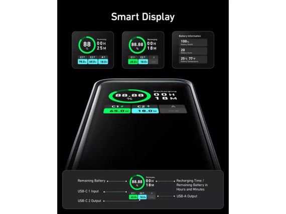 Зовнішній акумулятор Anker 735 Prime 20000mAh 200W Black | Зображення 3