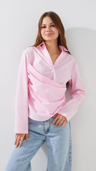 Блуза однотонна жіноча LAWA WTC02465 XL Світло-рожевий shop (2000999540646)