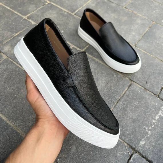 Черные кожаные мужские лоферы 44 размер | Зображення 2