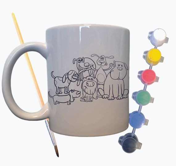 Набор для творчества кружка раскраска "Мультяшные Собаки" 330 мл белая