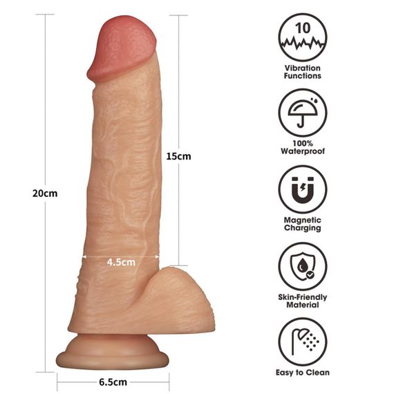 Реалістичний вібратор - Vibrating Power Basics Cock 8" Sex Aura | Зображення 1