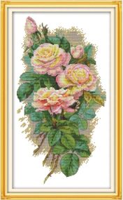 Набор для вышивания крестиком по нанесённой на канву схеме   "Rose 7". AIDA 14CT printed 25*42 см