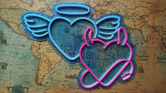 Неоновий світильник Серця Янгол Демон 480х380 acr-n000019 | Зображення 3